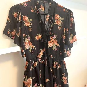 ZARA- BLACK FLORAL BOW DRESS